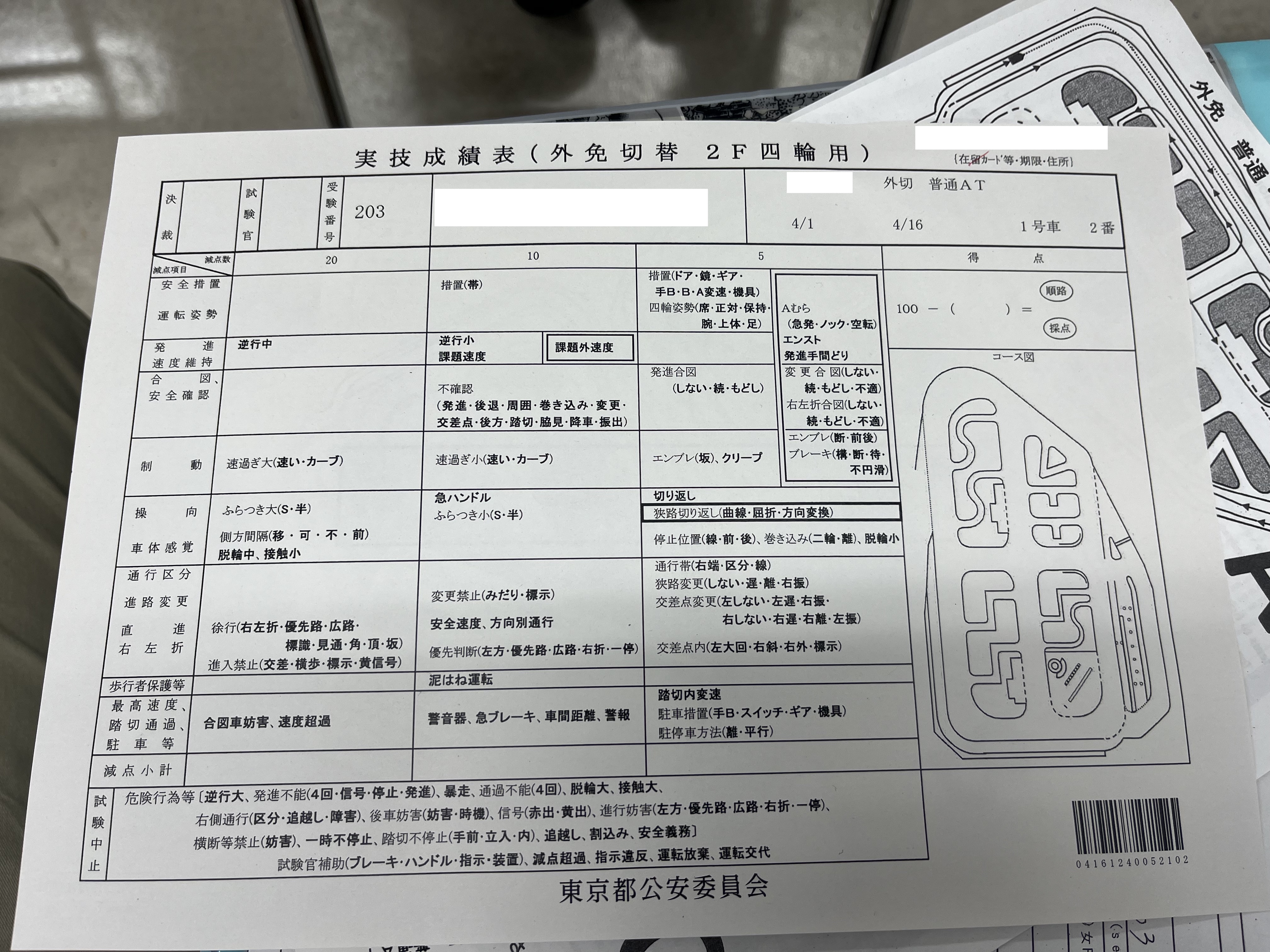 Practical skills evaluation sheet with course map
